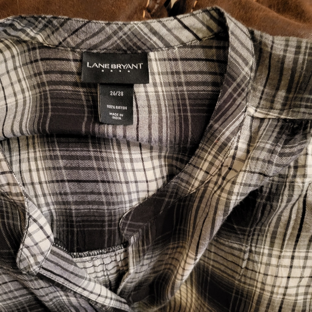 Plaid 3/4 sleeve blouse